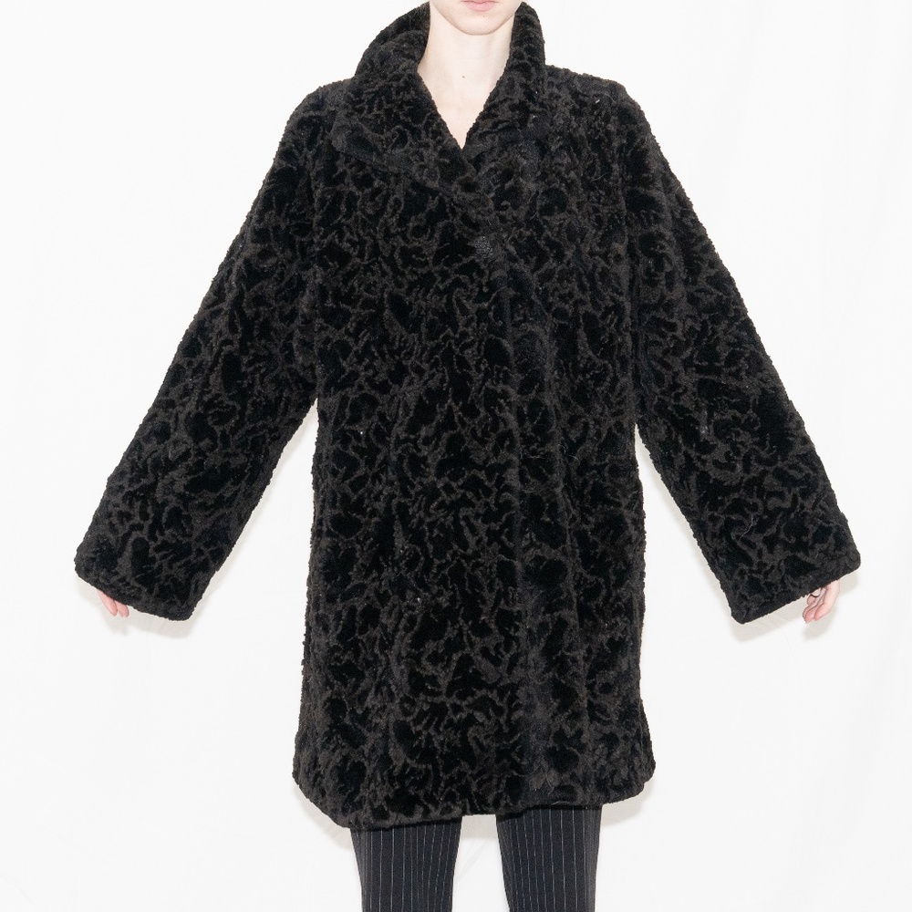 Vintage brown textured coat thick fuzzy coat size medium